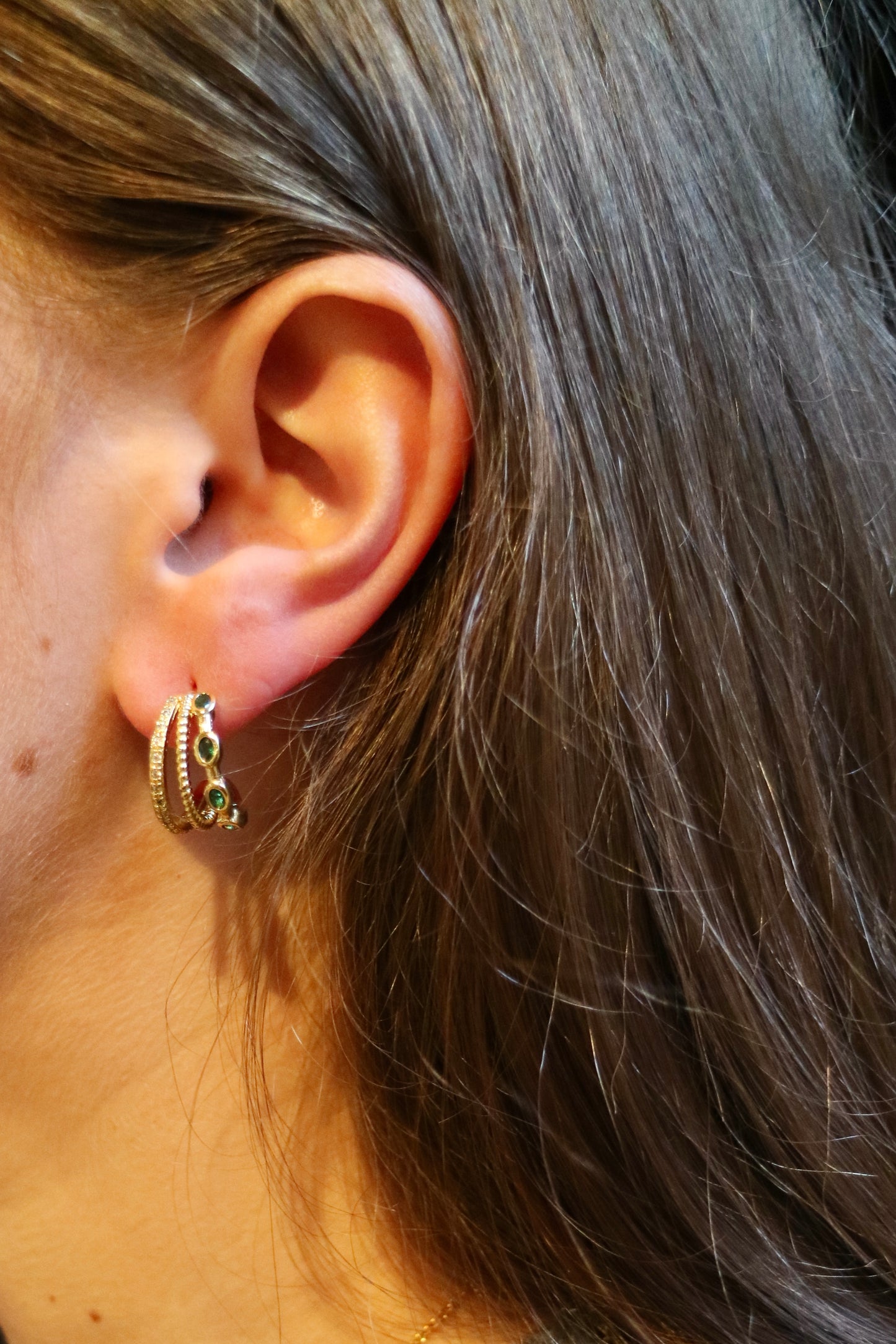 GREEN TRIPLE EARRING