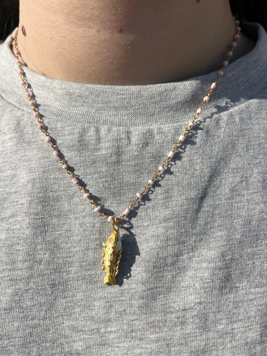 PINK FISH NECKLACE